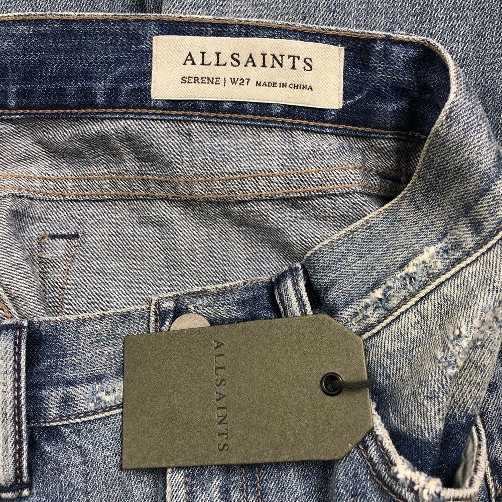 All Saints Serene Crop Destroyed Distressed Kick Flare Mid Rise Jeans - Picture 6 of 8
